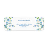 Vergeet me niet Waterverf blauw en wit bruiloft Etiket (Voorkant)