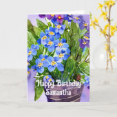 Vergeet me niet waterverf Happy Birthday Kaart (Gele Bloem)