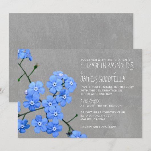 Vergeet-me-niet Wedding Invitaties Kaart (Voorkant / Achterkant)