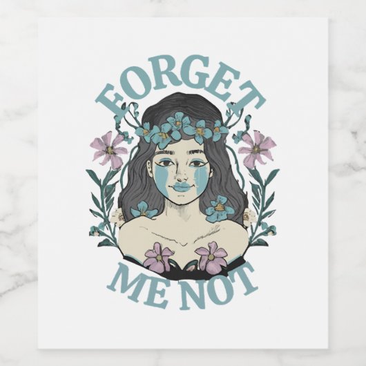 Vergeet me niet wijn etiket (Enkel label)