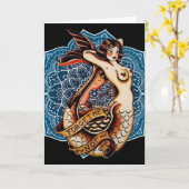 Vergeet me niet -  zeemeermin tattoo kunst Kaart (Gele Bloem)