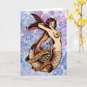 Vergeet me niet -  zeemeermin tattoo kunst Kaart (Gele Bloem)