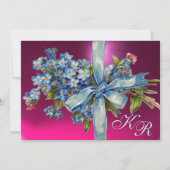 VERGEET ME NOTA'S MONOGRAM WEDDING PARTY blue roze Kaart (Voorkant)