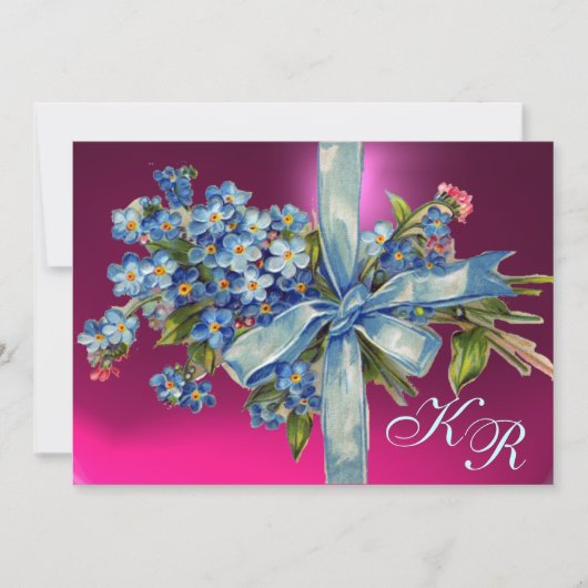 VERGEET ME NOTA'S MONOGRAM WEDDING PARTY blue roze Kaart (Voorkant)