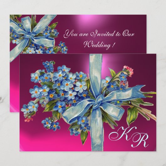 VERGEET ME NOTA'S MONOGRAM WEDDING PARTY blue roze Kaart (Voorkant / Achterkant)