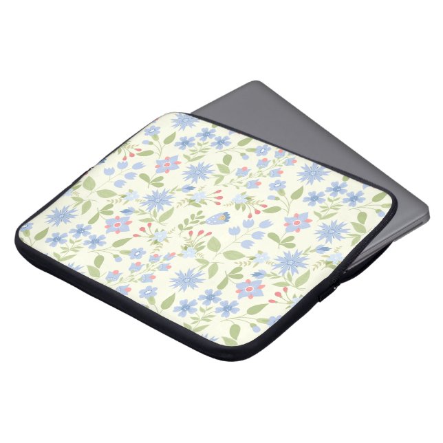 Vergeet-me-noten en korenbloemen laptop sleeve (Voorkant top)