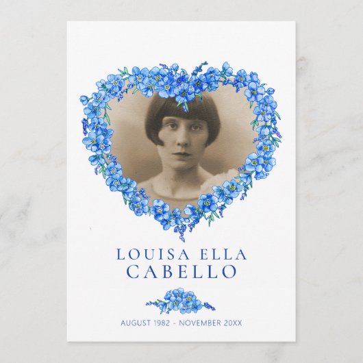 Vergeet-me-nots begrafenisdienst programma blauw w programmakaart (Voorkant)