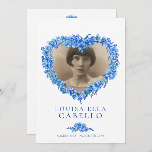 Vergeet-me-nots begrafenisdienst programma blauw w programmakaart (Voorkant / Achterkant)