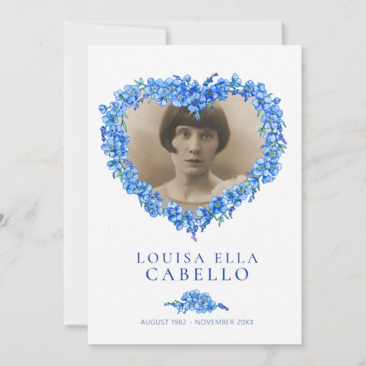 Vergeet-me-nots begrafenisviering van het leven bl kaart (Voorkant)