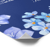 Vergeet me Nots Blue Floral Wedding Seating Chart Poster (Hoek)