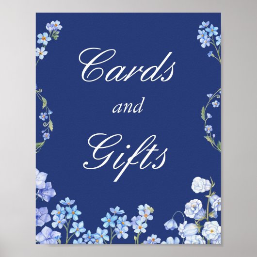 Vergeet me Nots Blue Flowers Kaarten en Gifts Sign Poster (Voorkant)