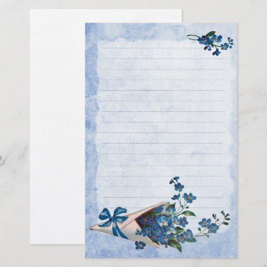 Vergeet me Nots Briefpapier (Voorkant / Achterkant)