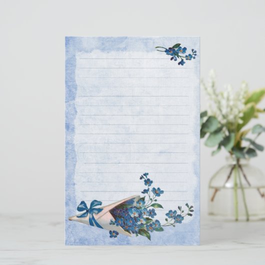 Vergeet me Nots Briefpapier (Staand voorkant)