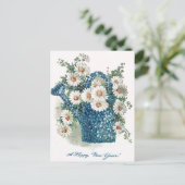 Vergeet-me-nots Daisy Watering Can Briefkaart (Staand voorkant)