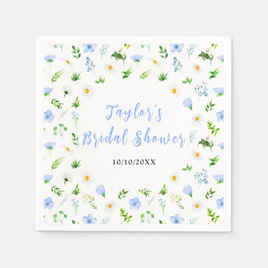 Vergeet-me-Nots en Daisies Floral Vrijgezellenfees Servet (Voorkant)