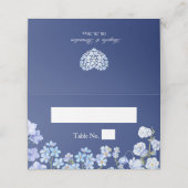 Vergeet me Nots Floral Royal Blue Wedding Table Plaatskaartje (Buitenkant ongevouwen)