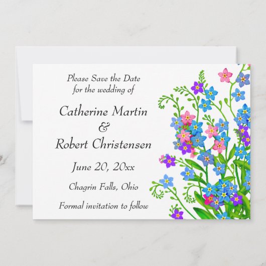 Vergeet me Nots Garden sparen de Datum nodigt uit Save The Date (Achterkant)