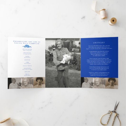 Vergeet-me-nots hart blauw begrafenis herdenkingsd drieluik programma (Binnen)