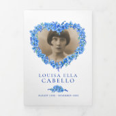 Vergeet-me-nots hart blauw begrafenis herdenkingsd drieluik programma (Cover)