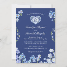 Vergeet me Nots Heart Royal Blue Floral Wedding