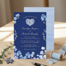 Vergeet me Nots Heart Royal Blue Floral Wedding