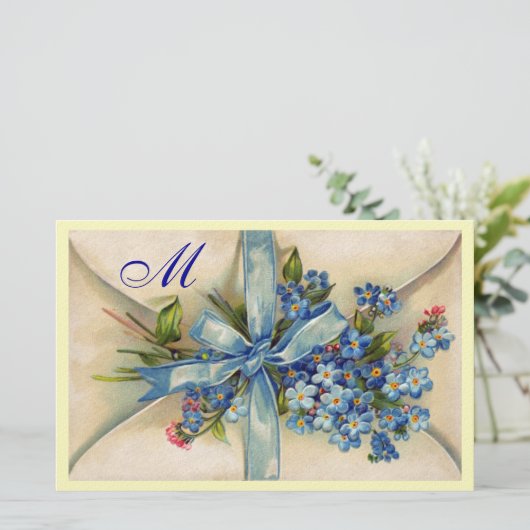 VERGEET ME NOTS MONOGRAM BRIEFPAPIER (Staand voorkant)