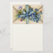 VERGEET ME NOTS MONOGRAM Romantic Weddenschap Briefpapier (Voorkant / Achterkant)