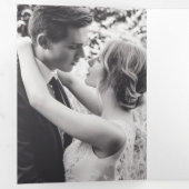 Vergeet-me-nots paarse hart krans kunst bruiloft drieluik programma (Binnenzijde eerst)