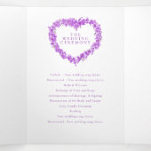 Vergeet-me-nots paarse hart krans kunst bruiloft drieluik programma (Binnenkant midden)