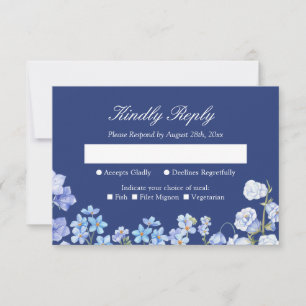 Vergeet me Nots Royal Blue Floral Wedding RSVP