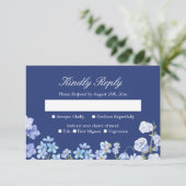 Vergeet me Nots Royal Blue Floral Wedding RSVP (Staand voorkant)