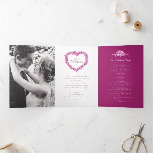 Vergeet-me-nots roze hart met een kunstbruiloft drieluik programma (Binnen)