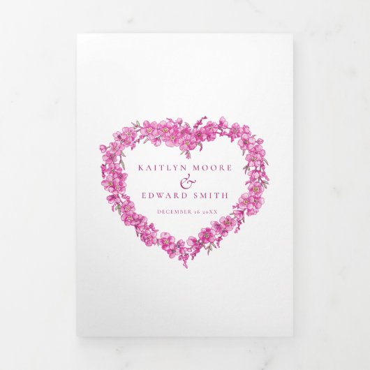 Vergeet-me-nots roze hart met een kunstbruiloft drieluik programma (Cover)