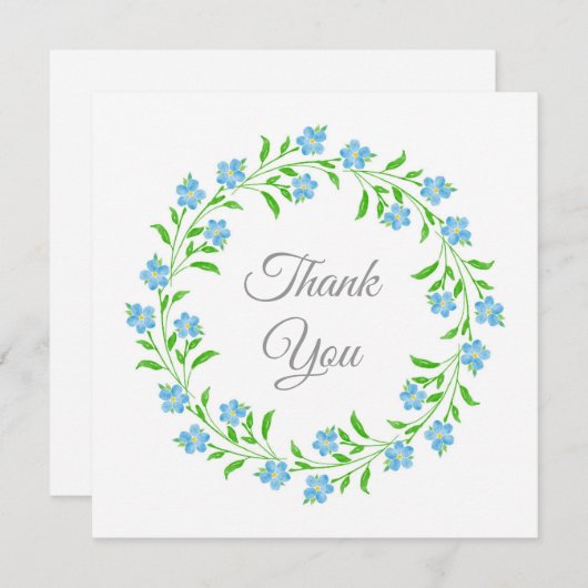 Vergeet me Nots Waterverf Bedankkaart (Voorkant / Achterkant)