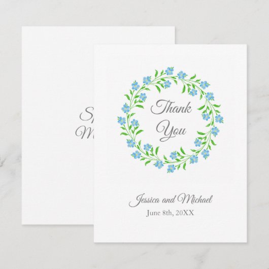 Vergeet me Nots Waterverf Bedankkaart (Voorkant / Achterkant)