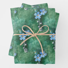 Vergeet me nots waterverf inpakpapier vel