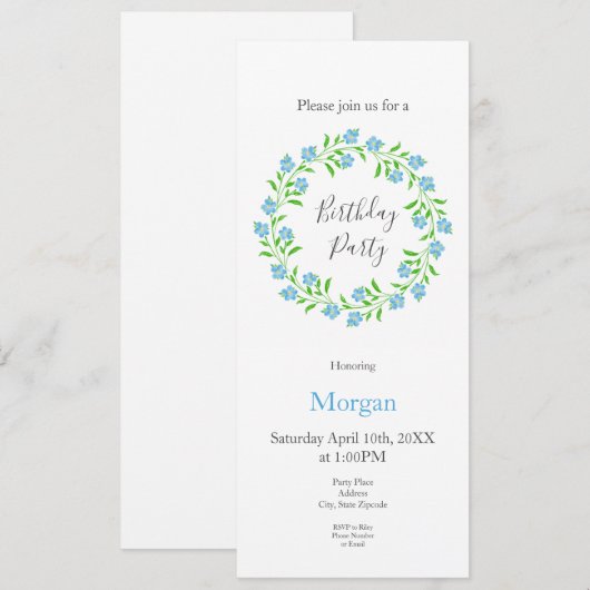 Vergeet me Nots Waterverf Kaart (Voorkant / Achterkant)