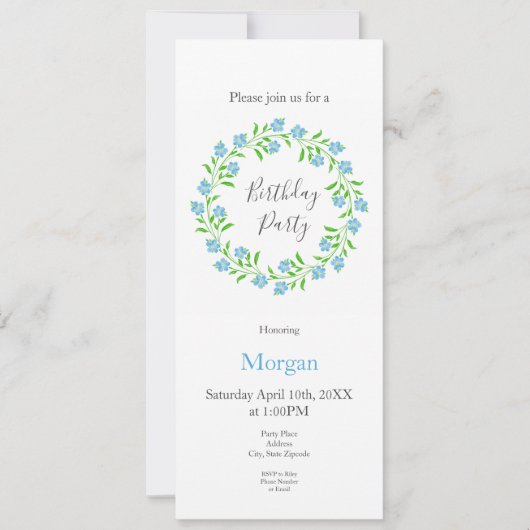 Vergeet me Nots Waterverf Kaart (Voorkant)