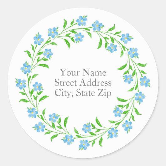 Vergeet me Nots Waterverf Ronde Sticker (Voorkant)