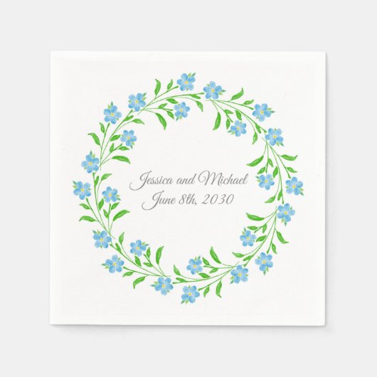 Vergeet me Nots Waterverf Servet (Voorkant)