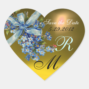 VERGEET ME NOTULEN MONOGRAM, WEDDING ARTITY yellow Hart Sticker