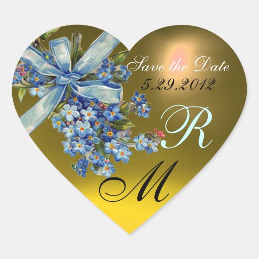 VERGEET ME NOTULEN MONOGRAM, WEDDING ARTITY yellow Hart Sticker (Voorkant)