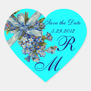 VERGEET ME NOTULEN MONOGRAM, WEDDING PARTY blue Hart Sticker