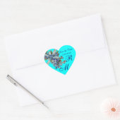 VERGEET ME NOTULEN MONOGRAM, WEDDING PARTY blue Hart Sticker (Envelop)