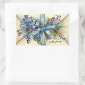 VERGEET ME NOTULEN MONOGRAM, WEDDING PARTY blue ro Rechthoekige Sticker (Tas)
