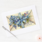 VERGEET ME NOTULEN MONOGRAM, WEDDING PARTY blue ro Rechthoekige Sticker (Envelop)