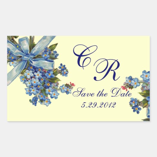 VERGEET ME NOTULEN MONOGRAM, WEDDING PARTY blue ro Rechthoekige Sticker (Voorkant)