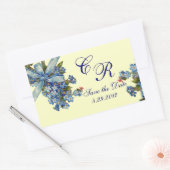 VERGEET ME NOTULEN MONOGRAM, WEDDING PARTY blue ro Rechthoekige Sticker (Envelop)