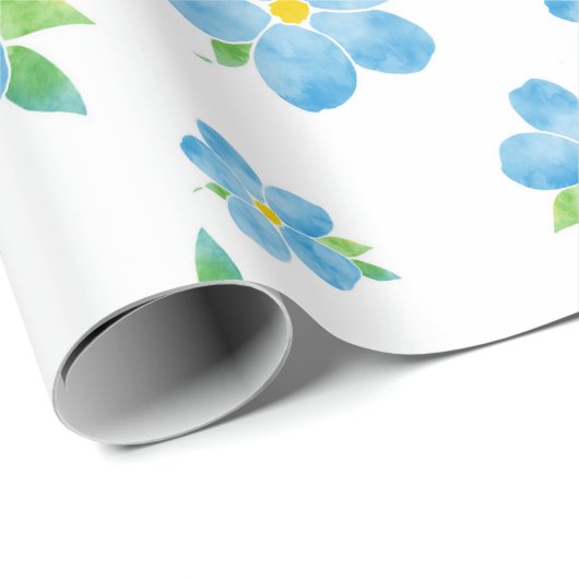 Vergeet me Waterverf ventilatorpatroon Cadeaupapier (Rol Hoek)