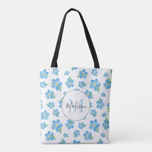 Vergeet me Waterverf ventilatorpatroon Tote Bag (Achterkant)